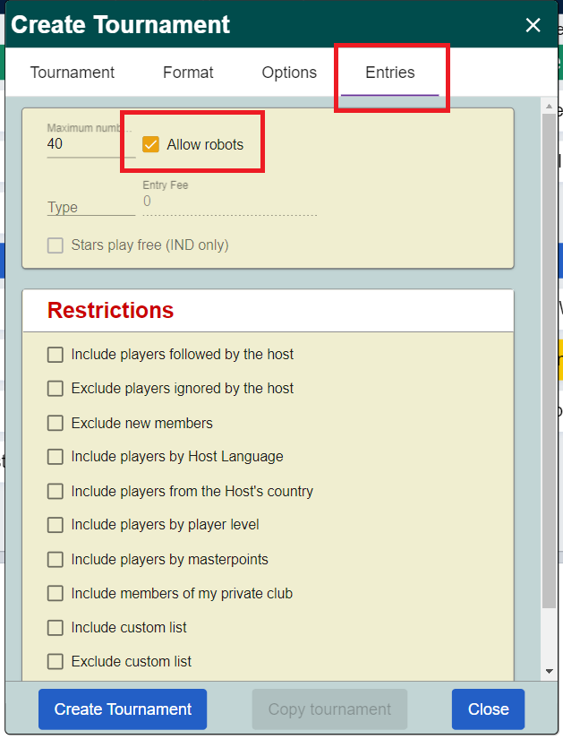 Using robots in your tournaments BBO News